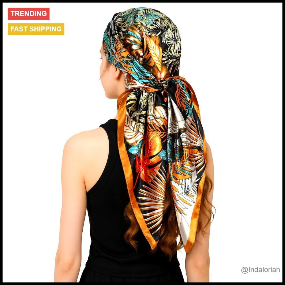 Satin Silk Head Scarf Elegant Chic Boho Hair Wrap Sleeping Night Accessory